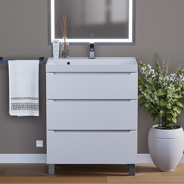 Тумба под раковину для ванной Uperwood Tanos 70 см, напольная, белая, 3 ящика фото 1
