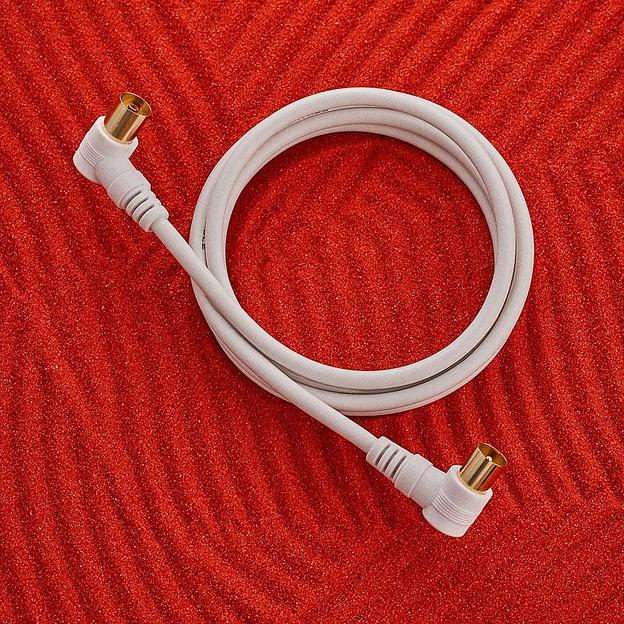 Шнур ТВ гнездо - ТВ штекер, угловой, длина 1,5 метра, белый REXANT фото 4