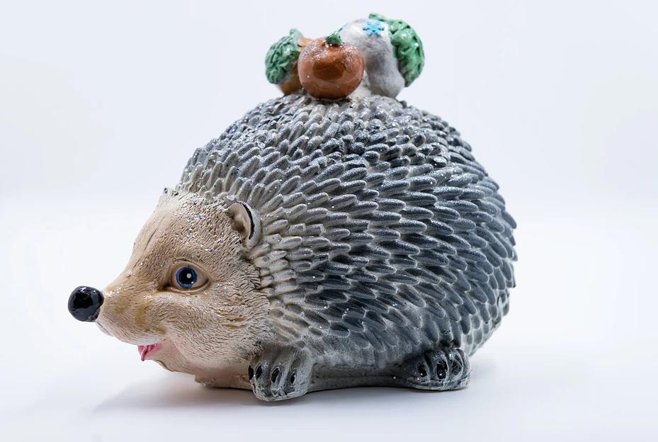 Новогодняя фигурка из гипса Все в сад «Еж с яблоками» 20×18×27 см фото 1