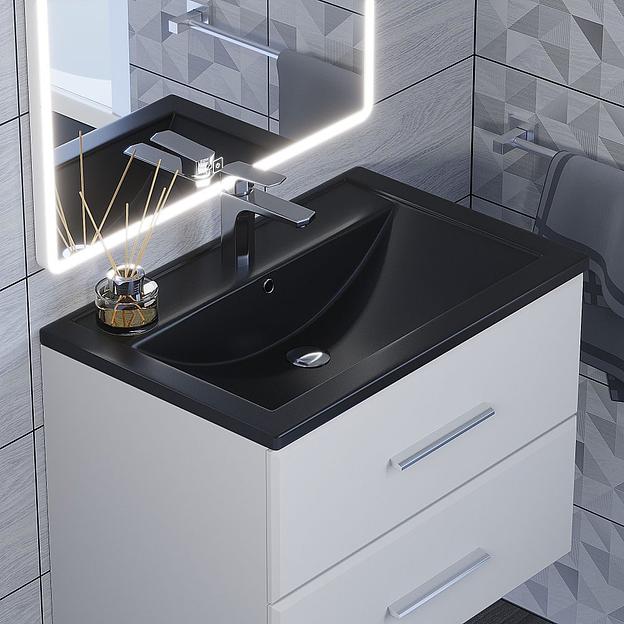 Раковина кварцевая для ванной Uperwood Foster Quartz 70 см, черная матовая, уголь фото 1