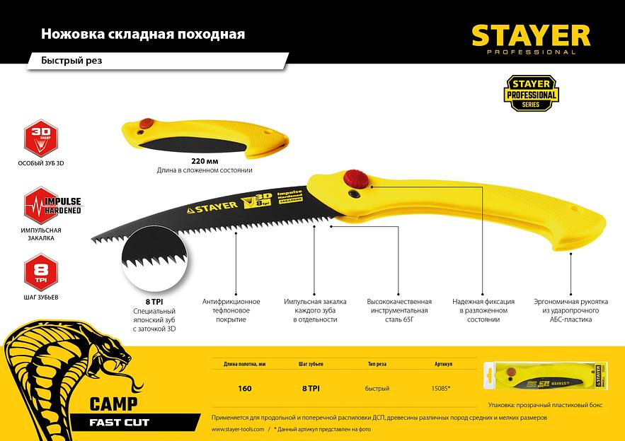 STAYER Cobra Camp, 160 мм, ножовка для быстрого реза сырой древесины (15085) фото 10