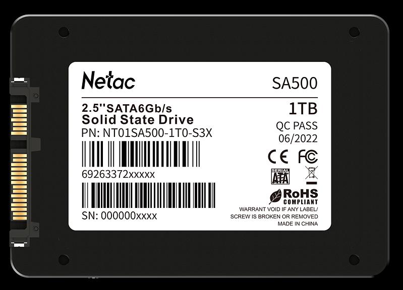 Ssd накопитель Netac SSD SA500 2.5 SATAIII 3D NAND 1TB, R/W up to 530/475MB/s, 3y wty (NT01SA500-1T0-S3X) фото 2