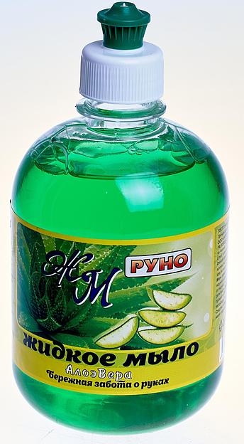 Жидкое мыло «Руно» с алое вера 0,5 л крышка пуш-пул, опт фото 1