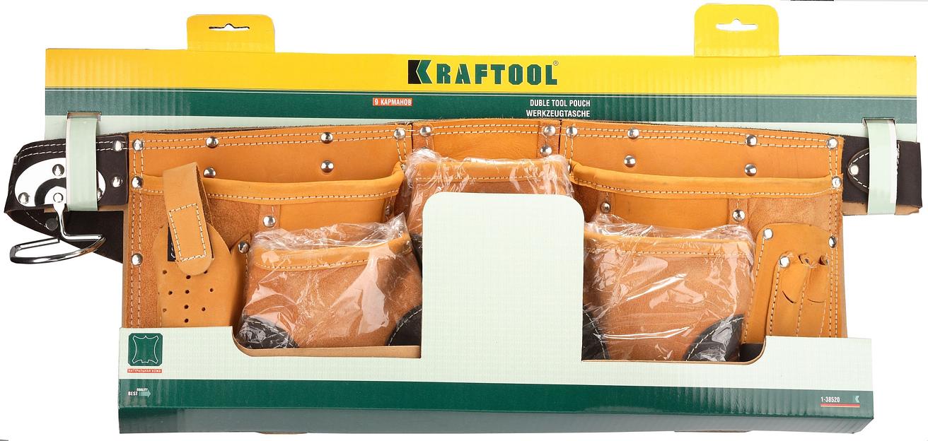KRAFTOOL натуральная кожа, пояс для инструментов с 9 карманами (1-38520) фото 2