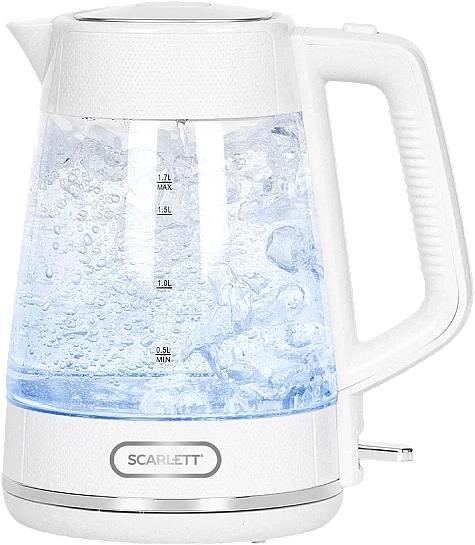 Чайник электрический Scarlett SC-EK27G104 1.7л. 2200Вт белый корпус: стекло фото 1