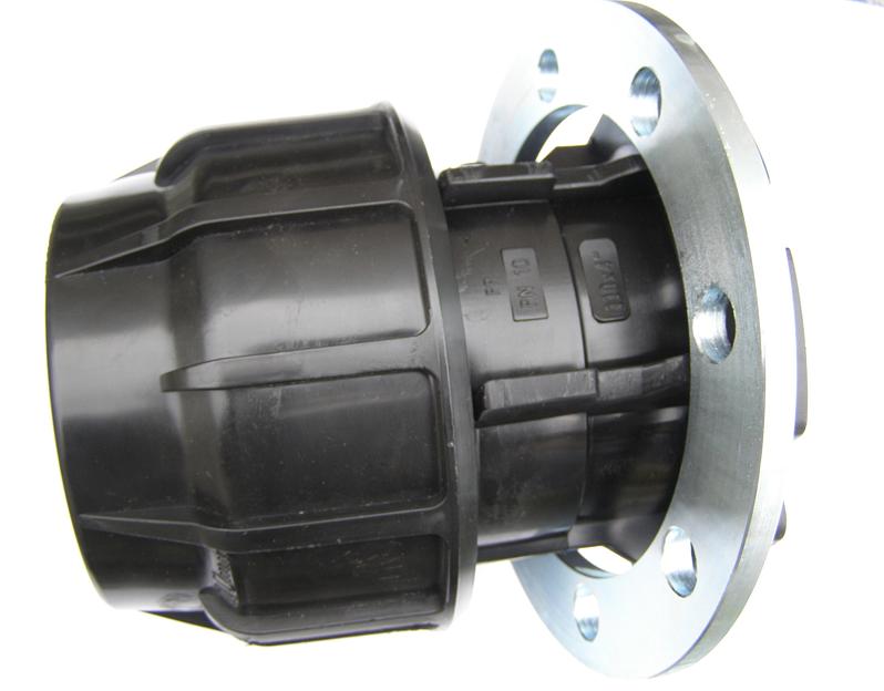 Фланцевое соединение ПНД 90x4 стальной фланец Ду100 компрессион. фото 2