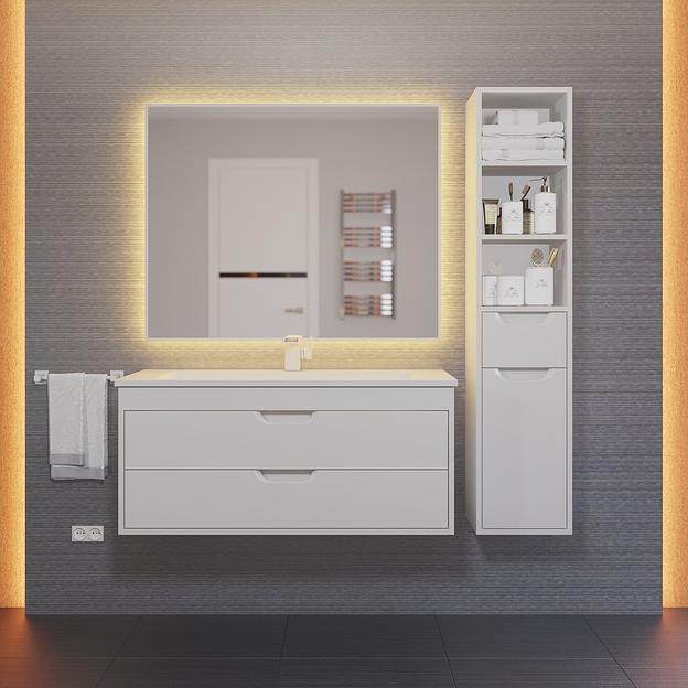 Тумба с раковиной для ванной Uperwood Modul 100 см, подвесная, матовая, белая  фото 7