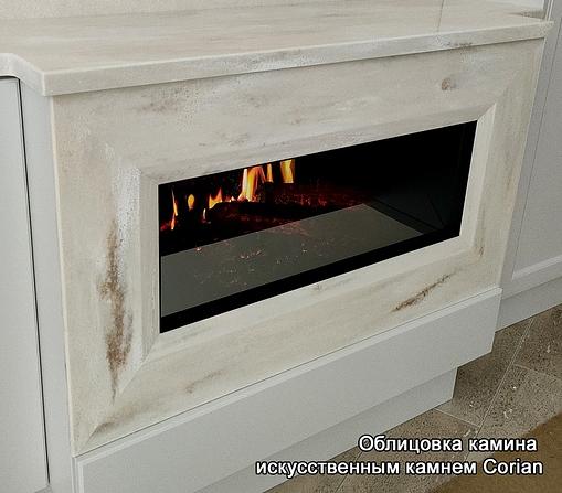 Облицовка камина искусственным камнем Corian м2 фото 1