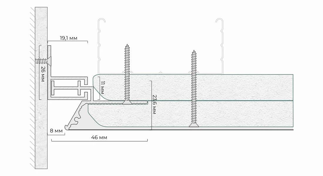 Теневой профиль FerGipps СП 8 черный муар ОПТ фото 2