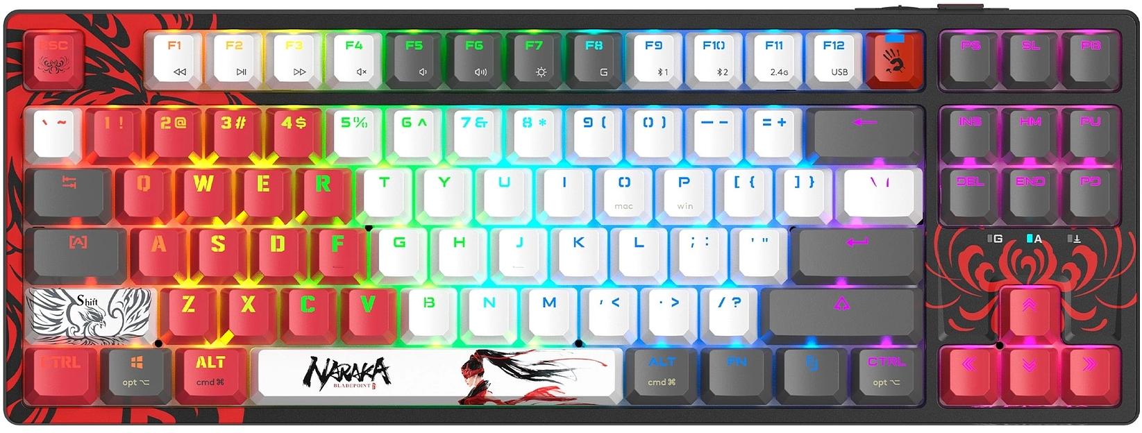 Клавиатура A4Tech Bloody WS87 Naraka механическая черный/красный USB for gamer LED (WS87) фото 1