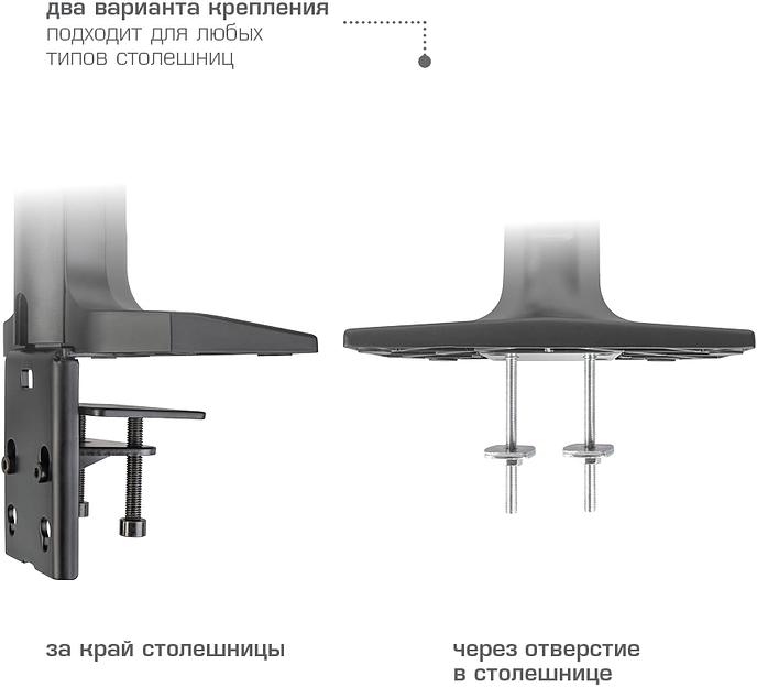 Кронштейн для мониторов Kromax OFFICE-20 черный 17"-35" макс.10кг настольный поворот и наклон фото 8