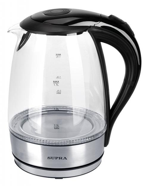 Чайник электрический Supra KES-2001 1.7л. 2200Вт черный/серебристый (корпус: стекло) фото 1