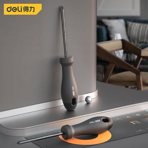 Крестовая отвертка "Home Series Black" Deli HT1203 PH0x75мм Эксклюзивный дизайн, рукоятка из высококачественного софттач пластика фото 5