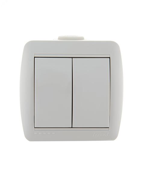 HATA Выключатель двухклавишный белый фото 2