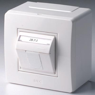 Коробка в сборе с 1 розеткой RJ45, кат.5е (телефон / компьютер), коричневая (розница) фото 1