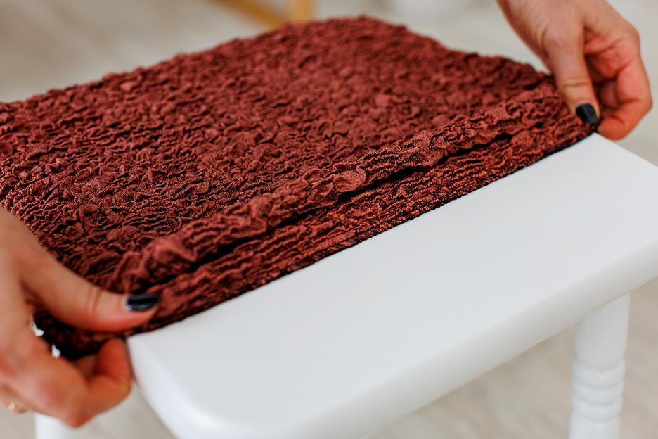 Чехол на табурет Чехлы&Пледы «Виктория» терракотовый (2 шт) ОПТ фото 5