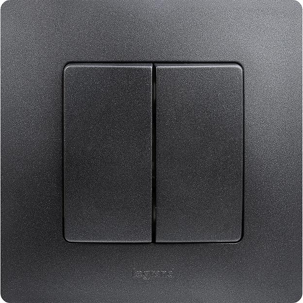 Выключатель двухклавишный, автоматические клеммы, Etika, 10AX, 250В~, антрацит Legrand 672602 фото 4