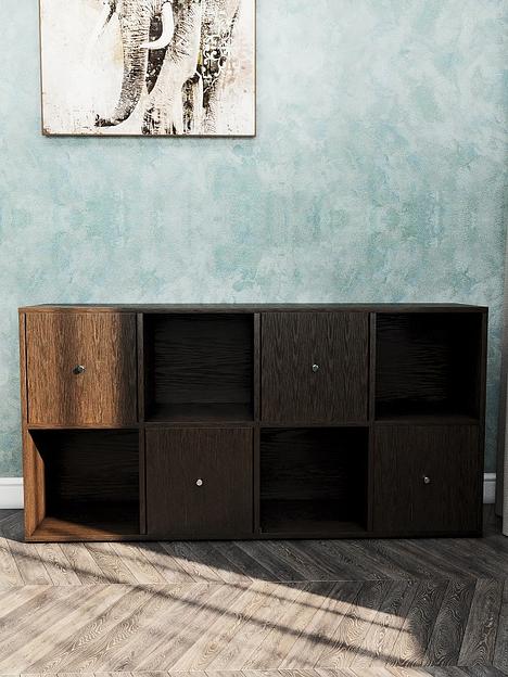 Стеллаж горизонтальный с 4 дверцами 8-секционный Wood&Stone «Малави» 310 венге линум 132×32.8×67.3 см фото 6