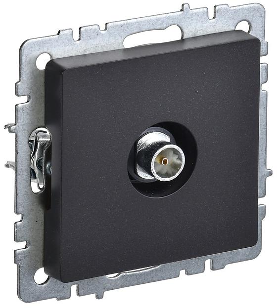 Розетка телев. IEK Brite РТВ11-0-БрЧ BR-A10-O-K02 концевая скрыт. черный (упак.:1шт) фото 1