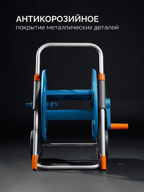 GRINDA HCK-25, шланг 25м x 1/2″, поливочный набор 4 предмета, усиленные колеса, телескопическая ручка, катушка со шлангом в комплект ProLine (428461) фото 7