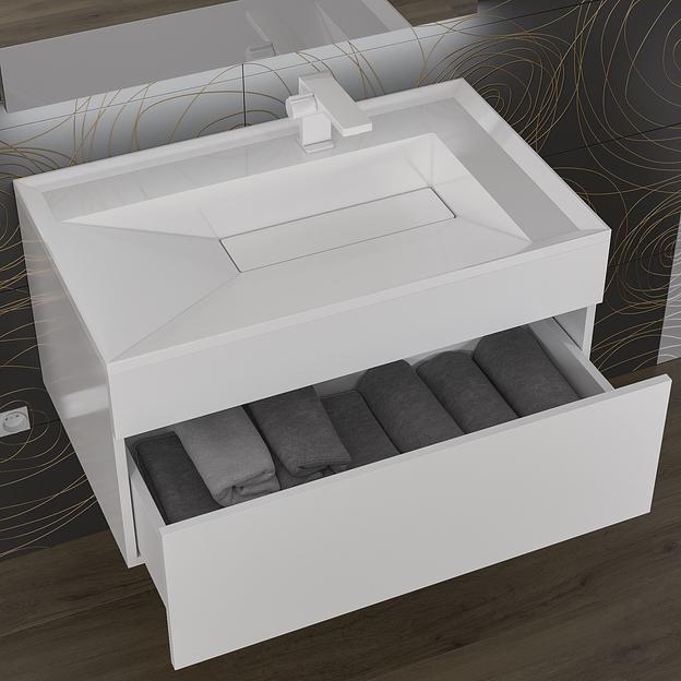 Раковина для ванной полувстраиваемая Uperwood Lotus 80 см, прямоугольная, белая глянцевая фото 3