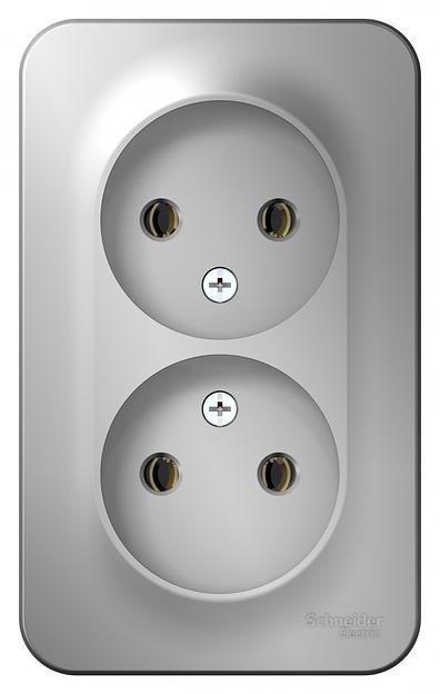 Systeme electric BLNRA000203 BLANCA О/У РОЗЕТКА двойная без заземления без штор., 16А, 250В, АЛЮМИНИЙ фото 3