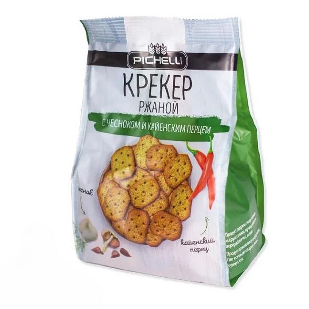 Крекер ржаной PICHELLI с чесноком и кайенским перцем, 150 г ОПТ фото 1