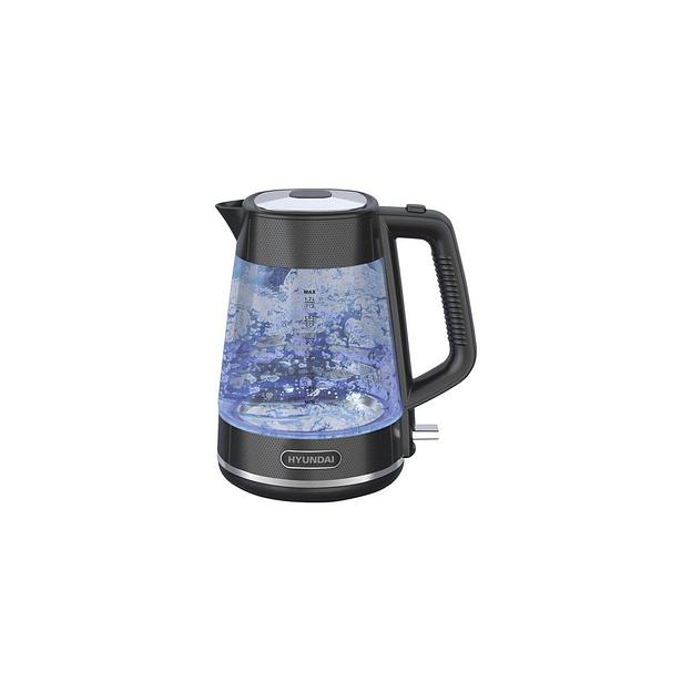 Чайник электрический Hyundai HYK-G3503, 2200Вт, черный и серебристый фото 1