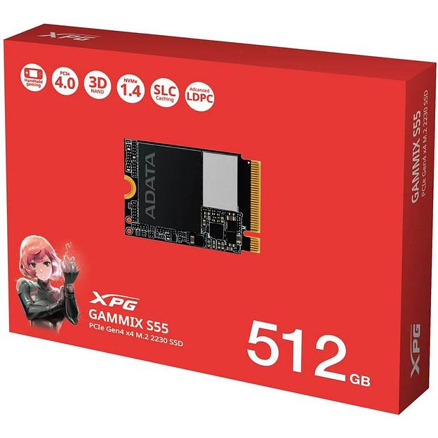 Твердотельный накопитель SSD ADATA M.2 2230 512GB XPG GAMMIX S55 PCIe Gen4x4 with NVMe 5000/3000, 3D ТLC NAND, 230TBW фото 3
