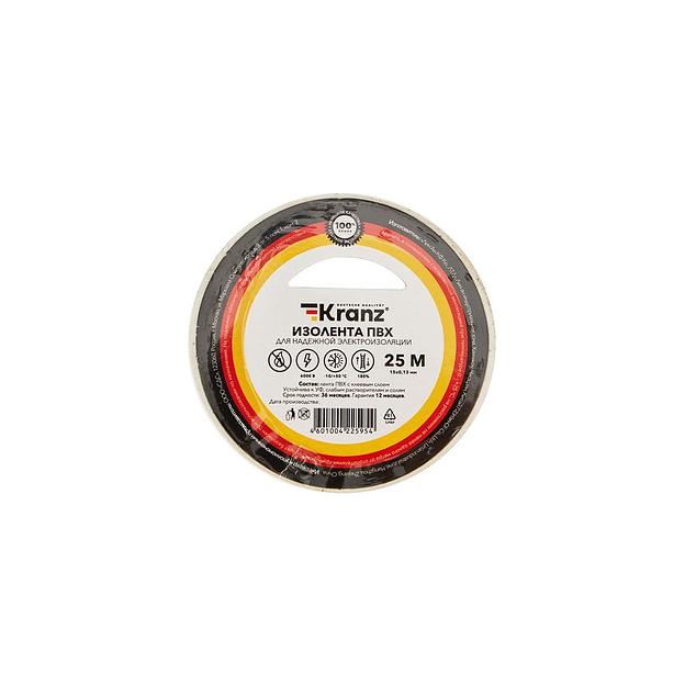 Изолента KRANZ KR-09-2101, ширина 15мм, 25м, белый фото 1