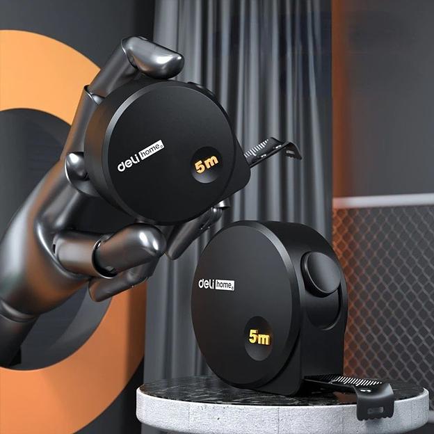 Измерительный и разметочный инструмент Deli Рулетка Home Series Black HT8519 5м х 19мм, эксклюзивный дизайн, корпус - высококачественный софттач пластик фото 9