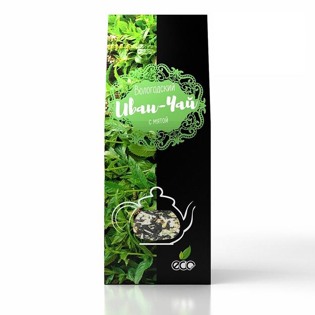 Иван-чай в сувенирной упаковке «Вологодский» с мятой, 50 г ОПТ фото 1