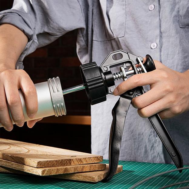 Пистолет для герметика Deli DL2380 Размер: 15 дюймов/380 мм. Сталь А3 + алюминий. Угол поворота 360. фото 6