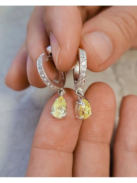 Серьги серебряные с желтым фианитом фото 4