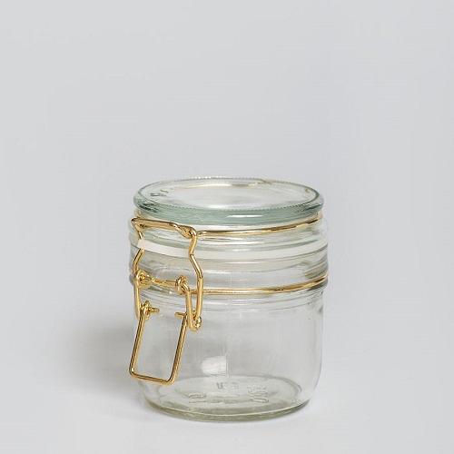 Банка для подачи  250 мл. d=80 мм. h=85 мм. с крышкой с бугельным замком золот /1/36/ фото 1