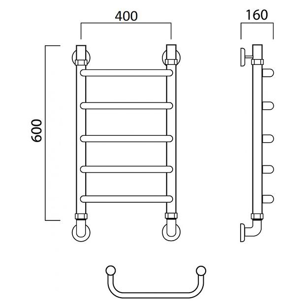 Полотенцесушитель водяной Роснерж Скоба L102000 60x40 фото 3