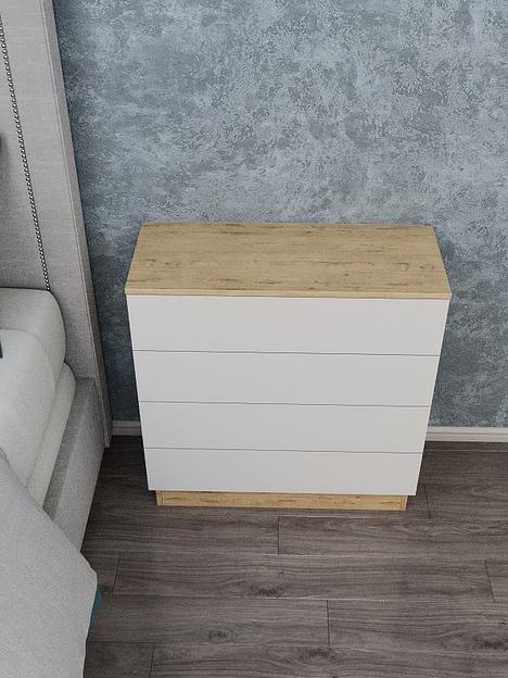 Комод Wood&Stone «Малави» дуб бунратти, белый 77.8×32.2×79.4 см фото 7