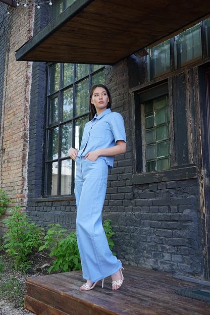 Рубашка женская Verenika «Лора» джинс синяя 42-44 ОПТ фото 2