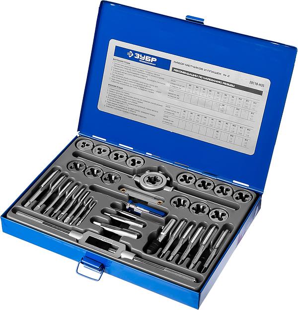 ЗУБР 35 предметов, сталь Р6М5, набор метчиков и плашек, Профессионал (28110-H35) фото 4