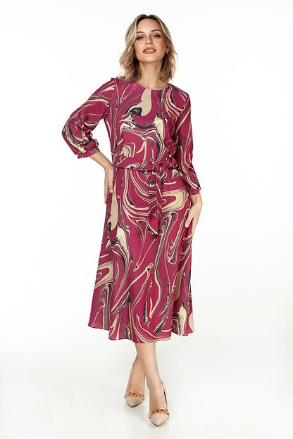 Платье женское  5993/03/Малиновый, бежевый  фото 4