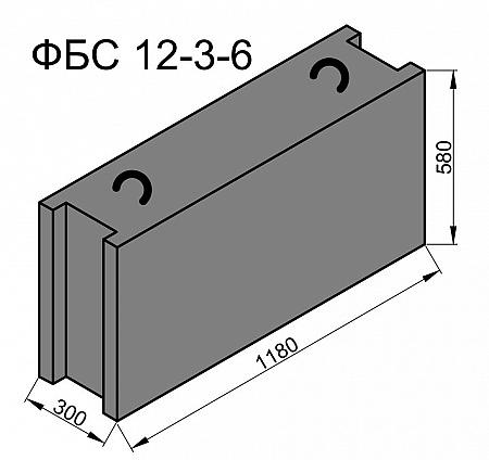 Блок фундаментный ФБС 12-3-6 1180×300×580 мм фото 1