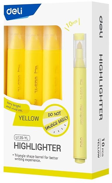 Текстовыделитель Deli EU12S-YL скошенный пиш. наконечник 1-5мм желтый коробка картонная фото 1