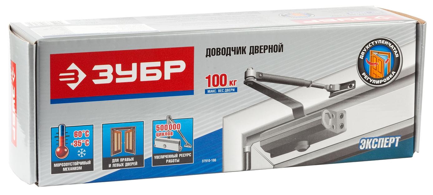 ЗУБР до 100 кг, цвет серебро, дверной доводчик, Профессионал (37910-100) фото 2