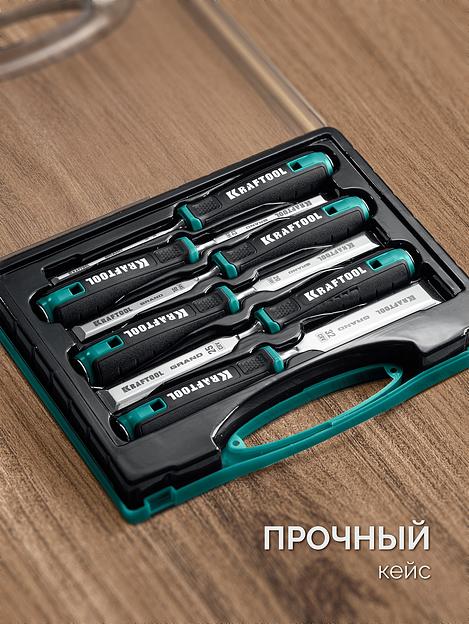 KRAFTOOL GRAND-6 набор стамесок-долот с двухкомпонентной рукояткой, 6 шт фото 5
