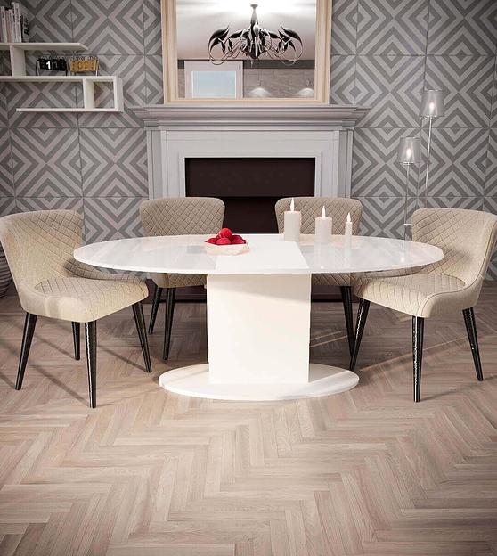 Овальный стол Модена 150(+42)×96.5×75 см белый, белое стекло фото 2