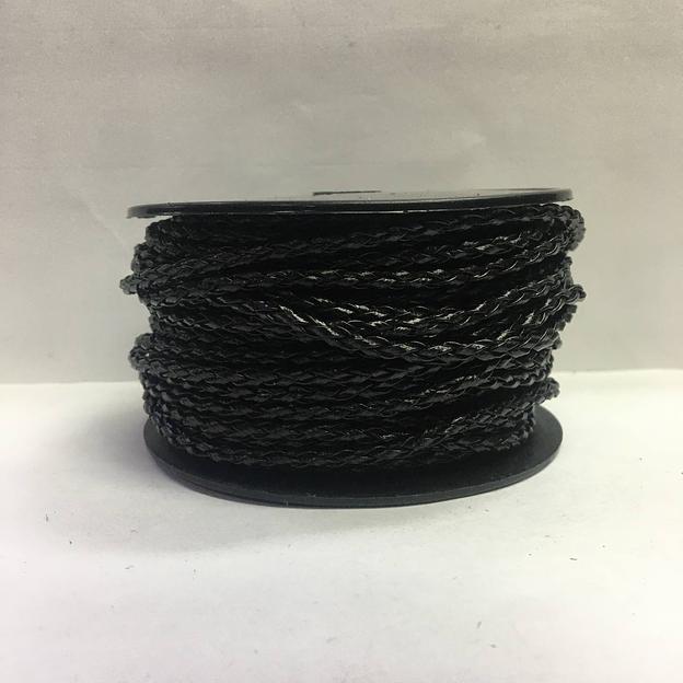 Шнур-косичка из искусственной кожи, чёрный 25 м опт фото 1