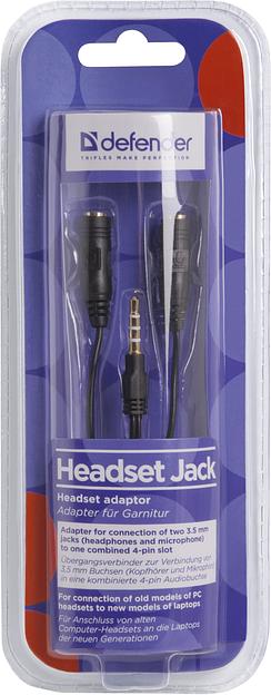 Defender Переходник Headset Jack 2*3.5jack—3.5 4pin jack 0,15м (63012) фото 2