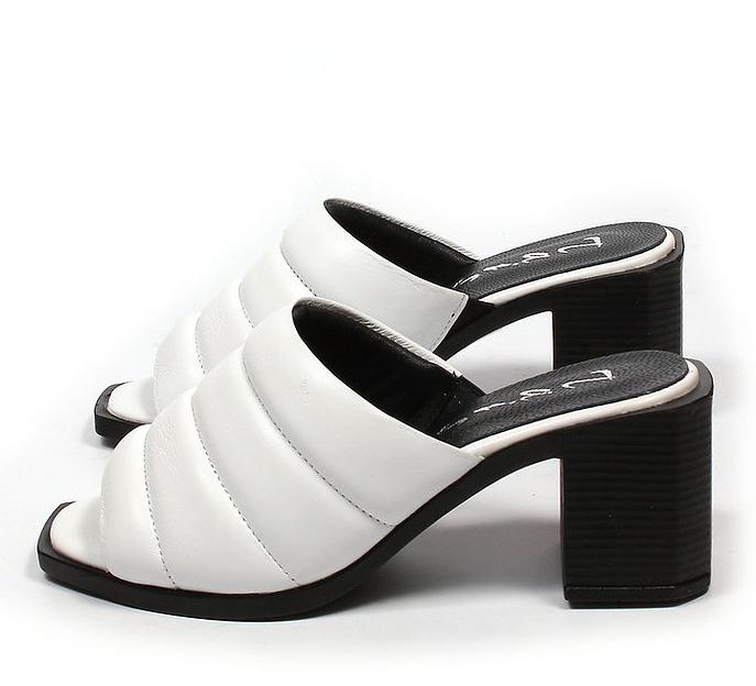 Сабо женские TAIS из натуральной кожи на каблуке, арт.327 белый ОПТ фото 10
