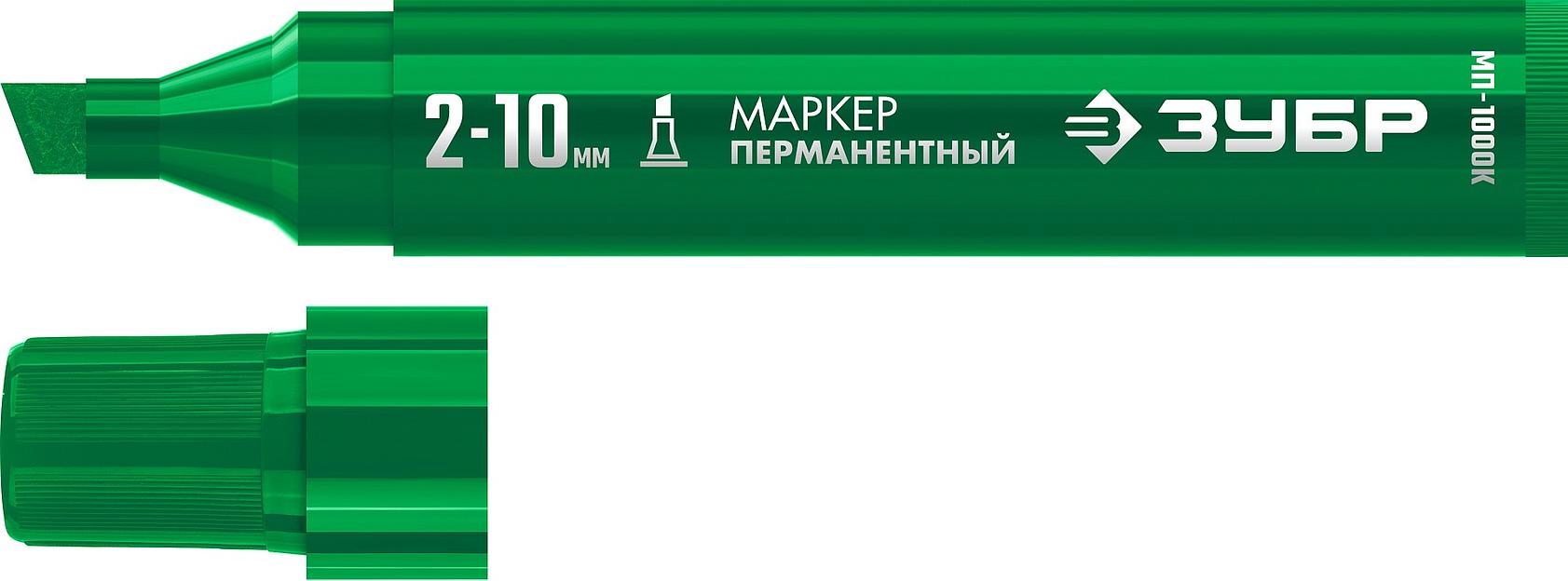 ЗУБР МП-1000К зеленый, 2-10 мм, клиновидный перманентный маркер (06333-4) фото 1