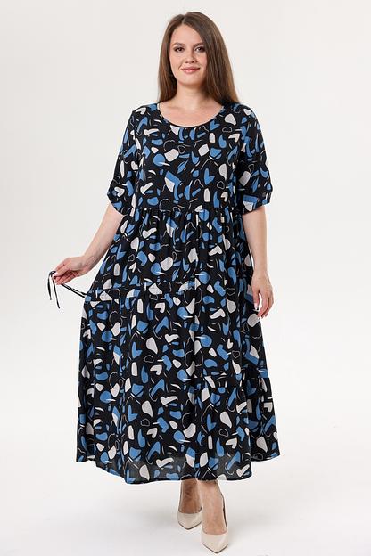 Платье штапель  6079/15/Черный, серый  фото 2